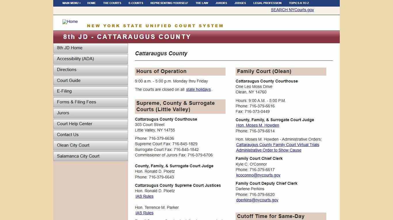 Cattaraugus County NYCOURTS.GOV